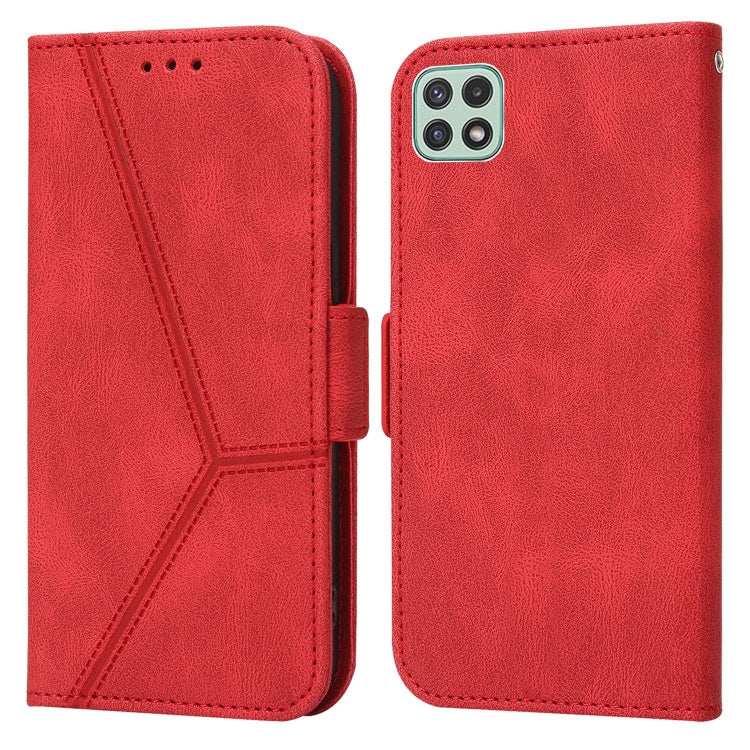 For Samsung Galaxy A22 5G Embossing Stripe RFID Leather Phone Case