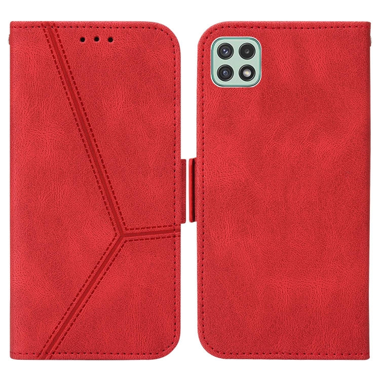 For Samsung Galaxy A22 5G Embossing Stripe RFID Leather Phone Case