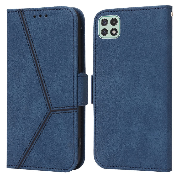 For Samsung Galaxy A22 5G Embossing Stripe RFID Leather Phone Case