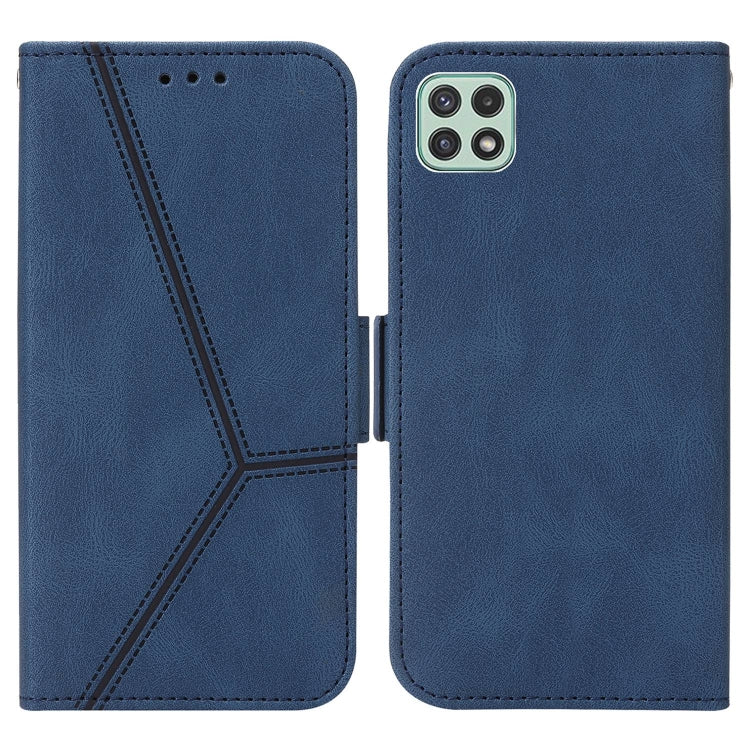 For Samsung Galaxy A22 5G Embossing Stripe RFID Leather Phone Case
