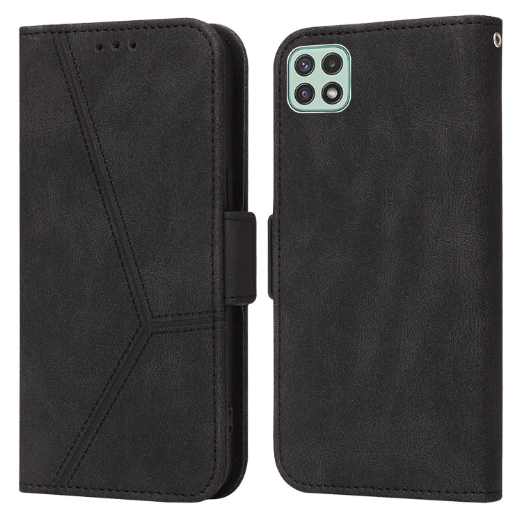 For Samsung Galaxy A22 5G Embossing Stripe RFID Leather Phone Case