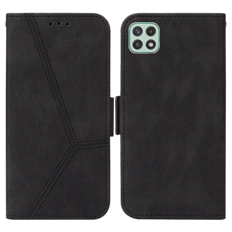 For Samsung Galaxy A22 5G Embossing Stripe RFID Leather Phone Case