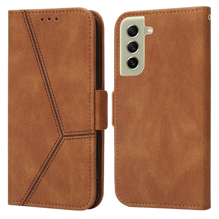 For Samsung Galaxy S21 FE 5G Embossing Stripe RFID Leather Phone Case