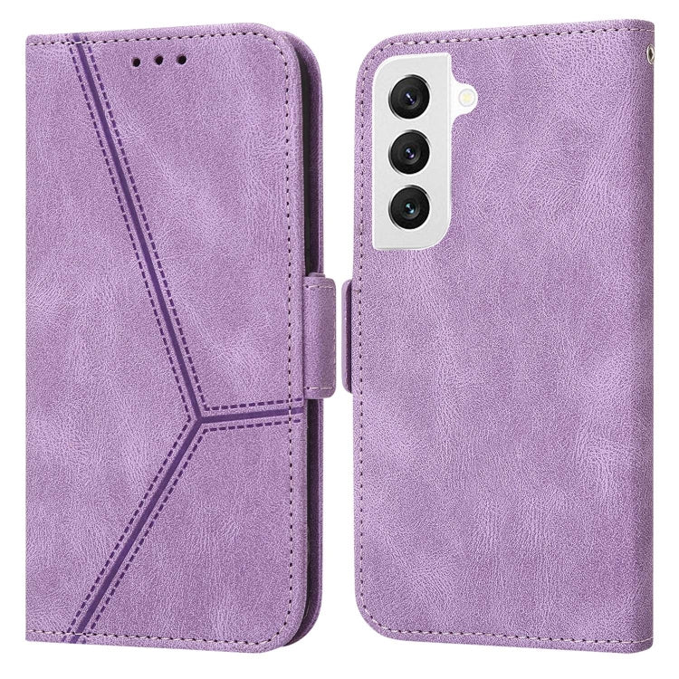 For Samsung Galaxy S22 5G Embossing Stripe RFID Leather Phone Case