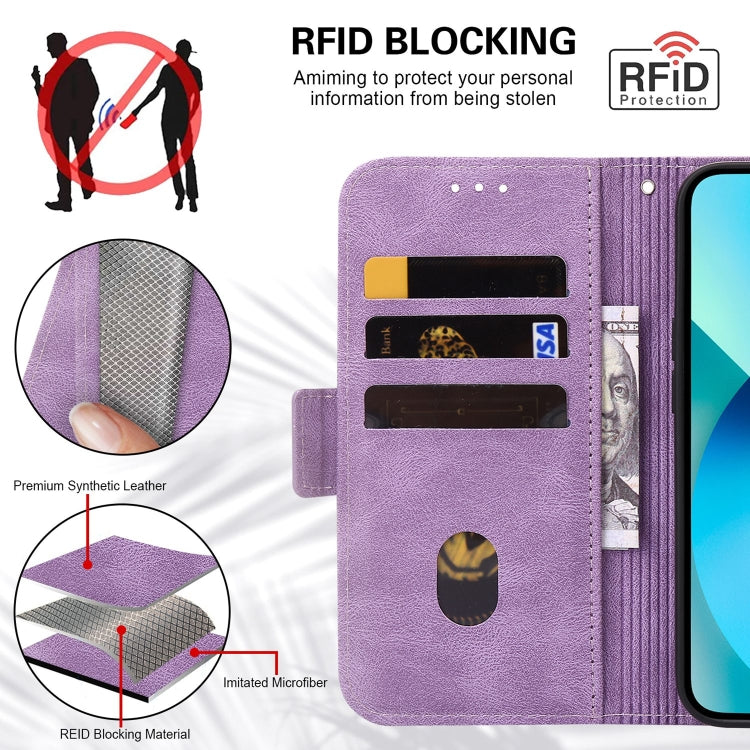For Samsung Galaxy S22 5G Embossing Stripe RFID Leather Phone Case