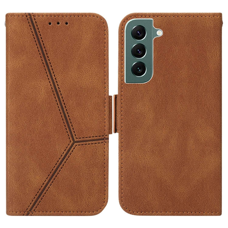 For Samsung Galaxy S22+ 5G Embossing Stripe RFID Leather Phone Case