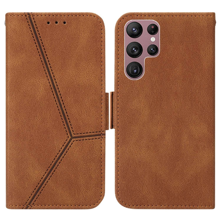 For Samsung Galaxy S22 Ultra 5G Embossing Stripe RFID Leather Phone Case