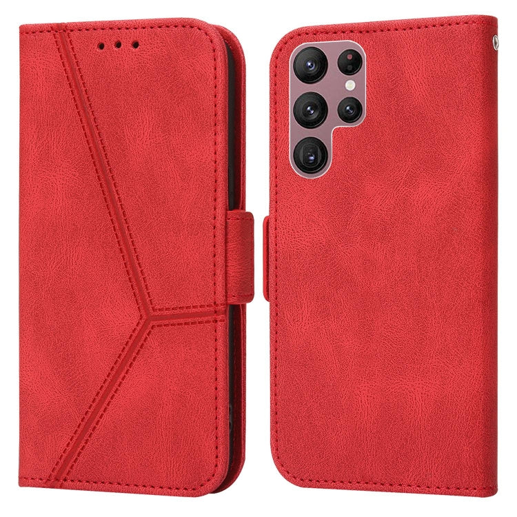 For Samsung Galaxy S22 Ultra 5G Embossing Stripe RFID Leather Phone Case