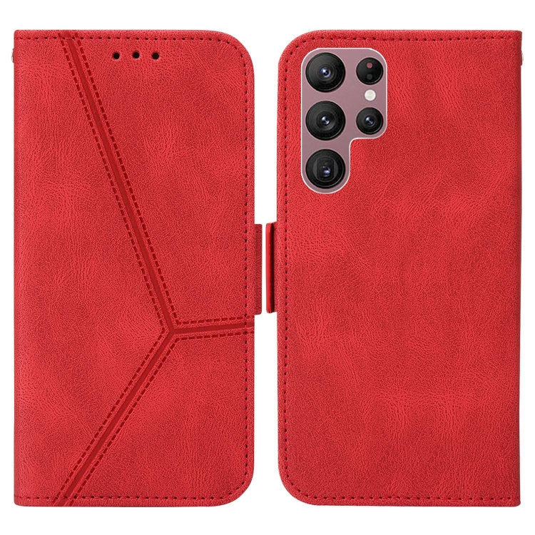 For Samsung Galaxy S22 Ultra 5G Embossing Stripe RFID Leather Phone Case