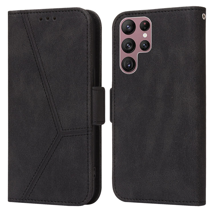 For Samsung Galaxy S22 Ultra 5G Embossing Stripe RFID Leather Phone Case