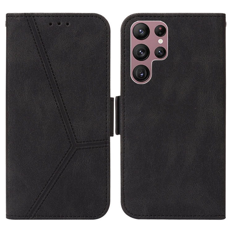 For Samsung Galaxy S22 Ultra 5G Embossing Stripe RFID Leather Phone Case