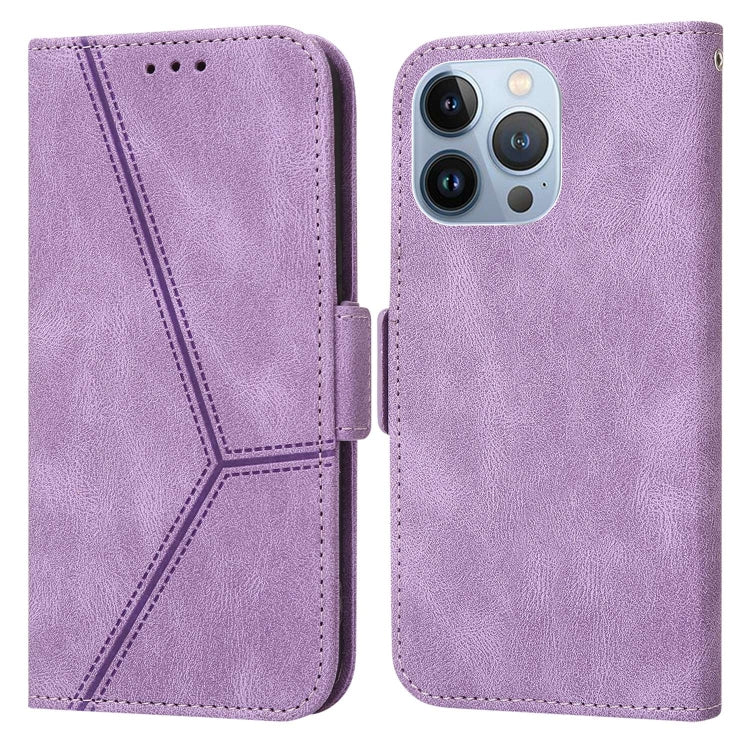 For iPhone 14 Pro Max Embossing Stripe RFID Leather Phone Case