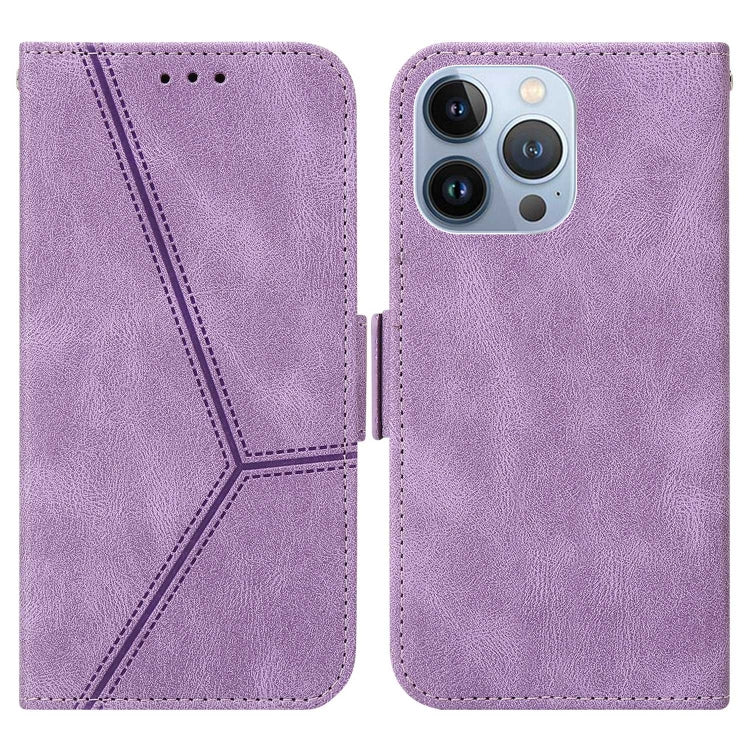 For iPhone 14 Pro Max Embossing Stripe RFID Leather Phone Case