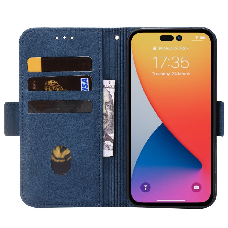For iPhone 14 Pro Max Embossing Stripe RFID Leather Phone Case