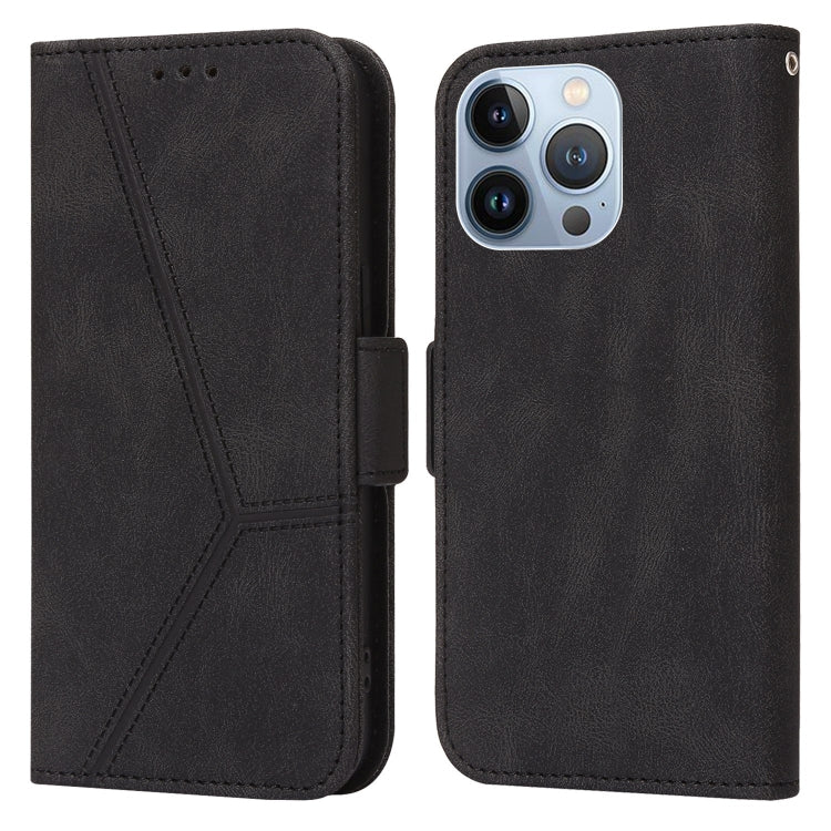 For iPhone 14 Pro Max Embossing Stripe RFID Leather Phone Case