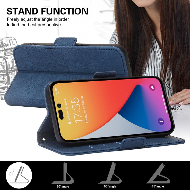 For iPhone 14 Pro Embossing Stripe RFID Leather Phone Case