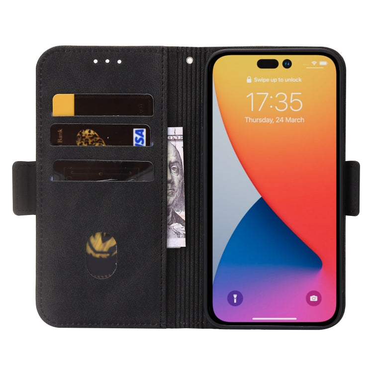 For iPhone 14 Pro Embossing Stripe RFID Leather Phone Case