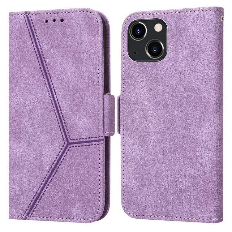 For iPhone 14 Embossing Stripe RFID Leather Phone Case
