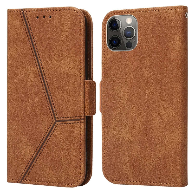 For iPhone 13 Pro Max Embossing Stripe RFID Leather Phone Case