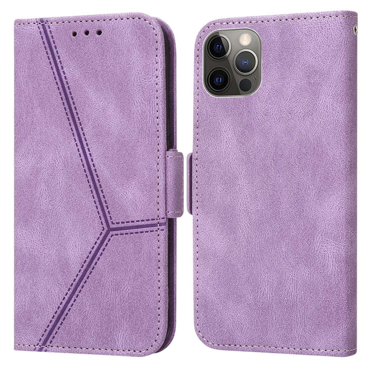 For iPhone 13 Pro Max Embossing Stripe RFID Leather Phone Case