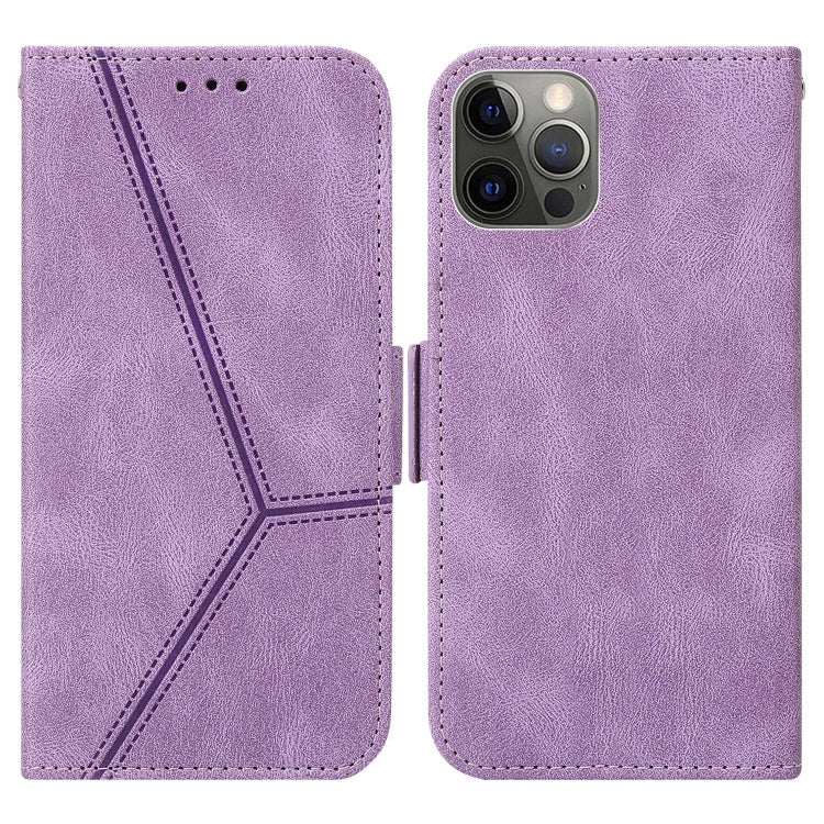 For iPhone 13 Pro Max Embossing Stripe RFID Leather Phone Case
