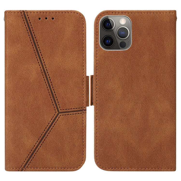 For iPhone 12 Pro Max Embossing Stripe RFID Leather Phone Case