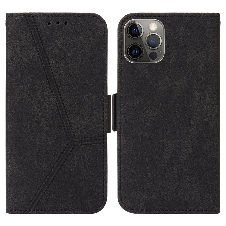 For iPhone 12 / 12 Pro Embossing Stripe RFID Leather Phone Case