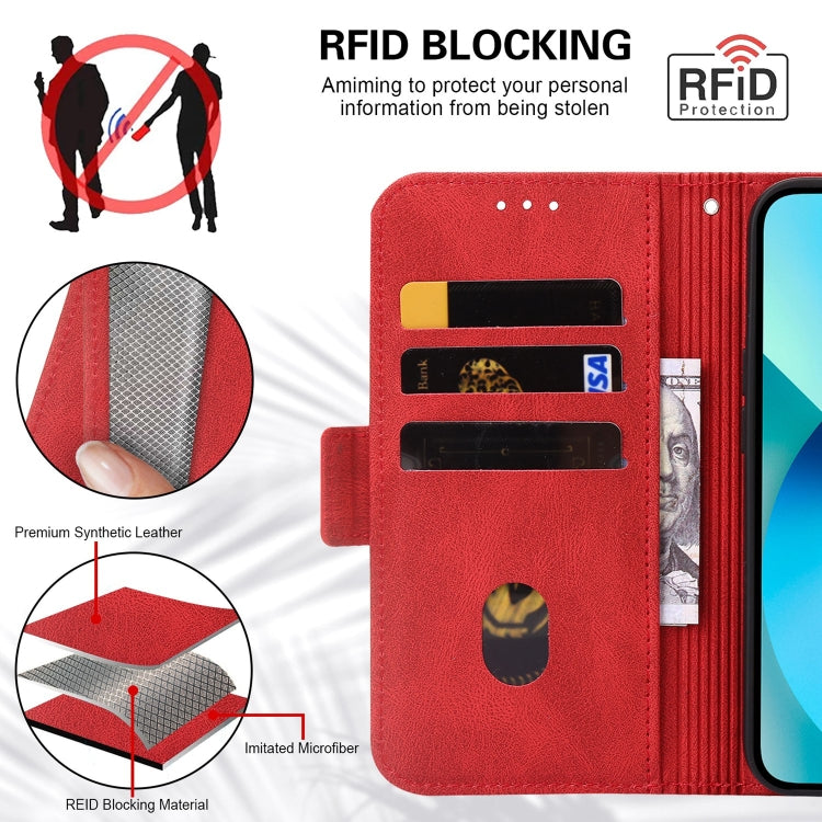 For iPhone 12 mini Embossing Stripe RFID Leather Phone Case