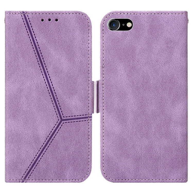 For iPhone SE 2022 / SE 2020 / 8 / 7 Embossing Stripe RFID Leather Phone Case