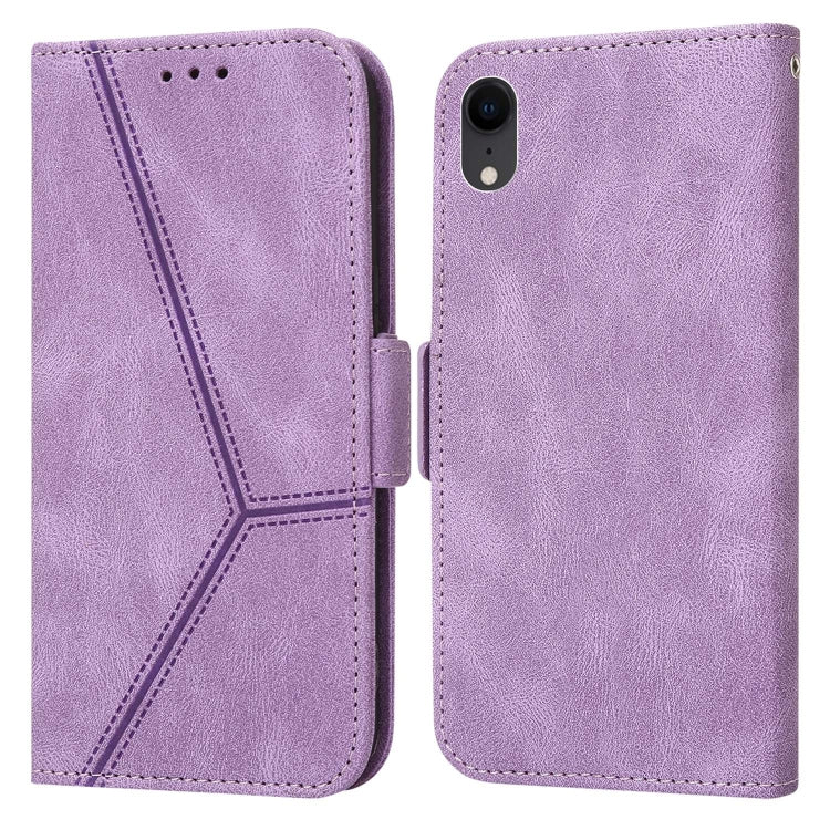 For iPhone XR Embossing Stripe RFID Leather Phone Case