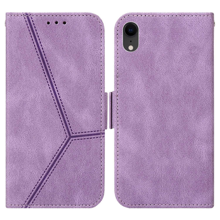 For iPhone XR Embossing Stripe RFID Leather Phone Case