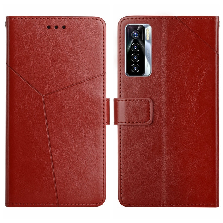 For Tecno Camon 17 Pro HT01 Y-shaped Pattern Flip Leather Phone Case