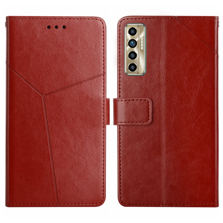For Tecno Camon 17P HT01 Y-shaped Pattern Flip Leather Phone Case
