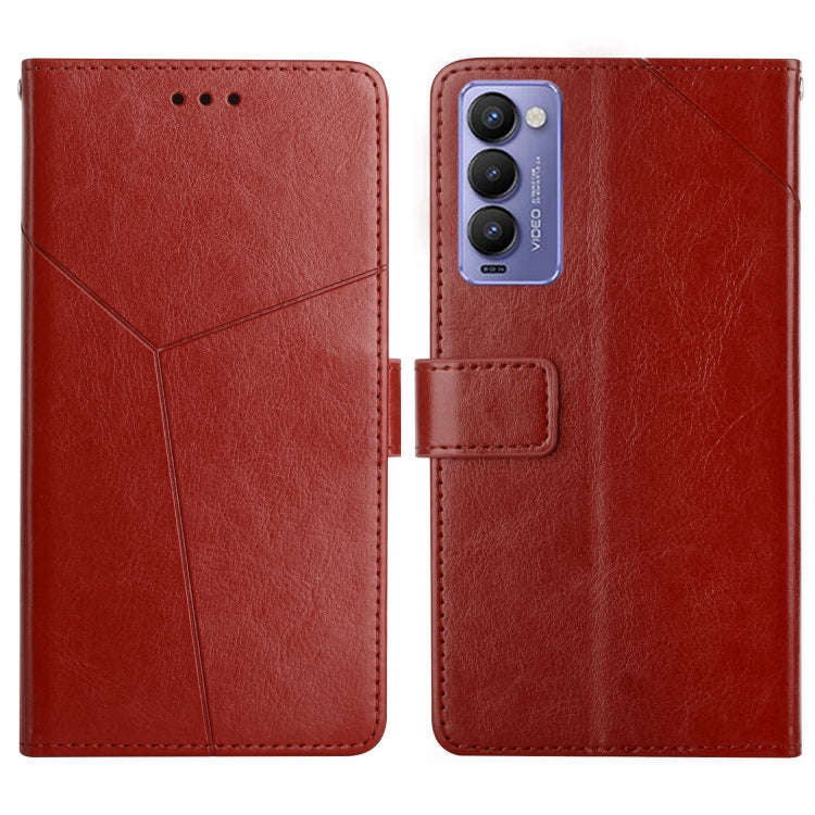 For Tecno Camon 18P HT01 Y-shaped Pattern Flip Leather Phone Case