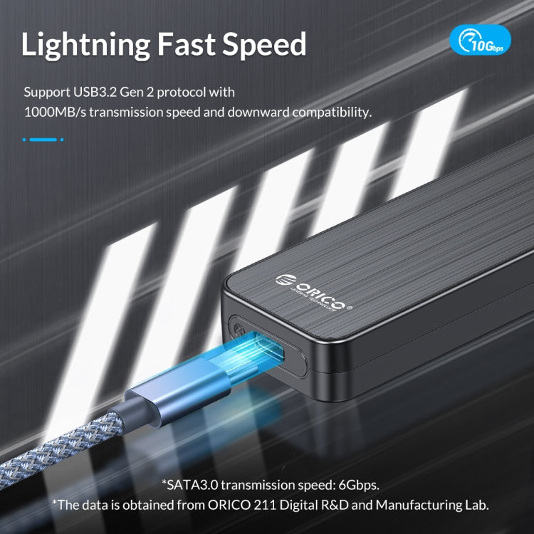 ORICO HM2C3-BK USB3.1 Gen1 Type-C 6Gbps M.2 SATA SSD Enclosure(Black)