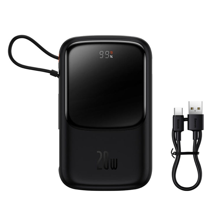 Baseus Qpow Pro PPQD020001 10000mAh 20W Digital Display Fast Charge Power Bank  with 8 Pin Cable(Black)