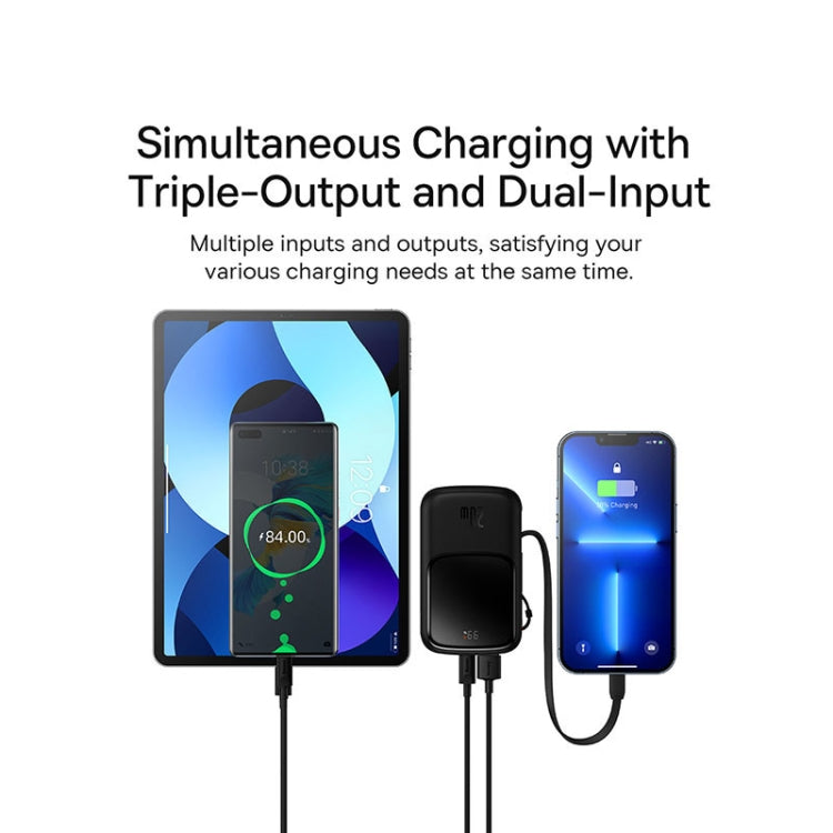 Baseus Qpow Pro PPQD020001 10000mAh 20W Digital Display Fast Charge Power Bank  with 8 Pin Cable(Black)