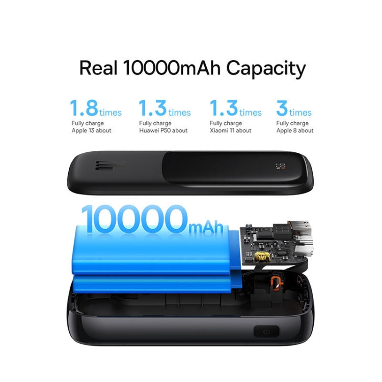 Baseus Qpow Pro PPQD020001 10000mAh 20W Digital Display Fast Charge Power Bank  with 8 Pin Cable(Black)