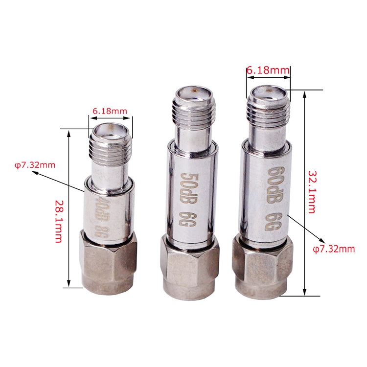 60dBi SMA Attenuator DC-6GHz SMA Coaxial Fixed Connectors