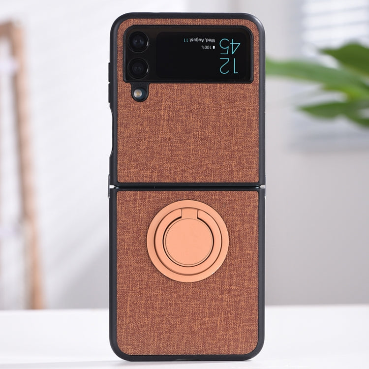 For Samsung Galaxy Z Flip4 Cloth Texture TPU Phone Case with Ring Holder