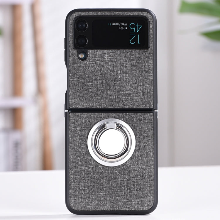 For Samsung Galaxy Z Flip4 Cloth Texture TPU Phone Case with Ring Holder