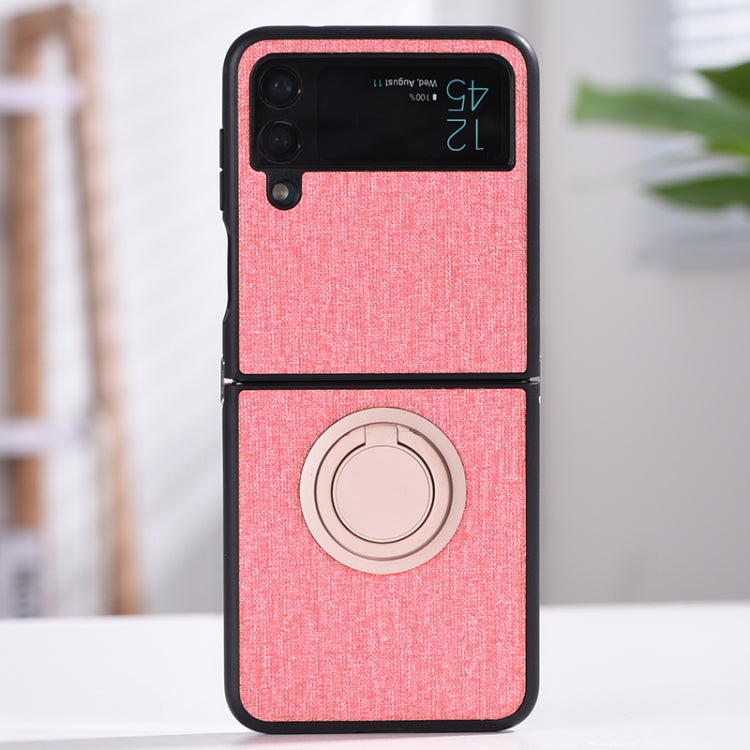 For Samsung Galaxy Z Flip4 Cloth Texture TPU Phone Case with Ring Holder