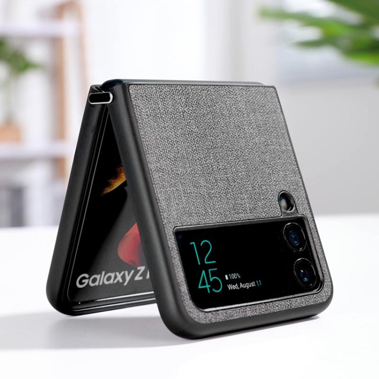 For Samsung Galaxy Z Flip4 Cloth Texture TPU Phone Case with Ring Holder