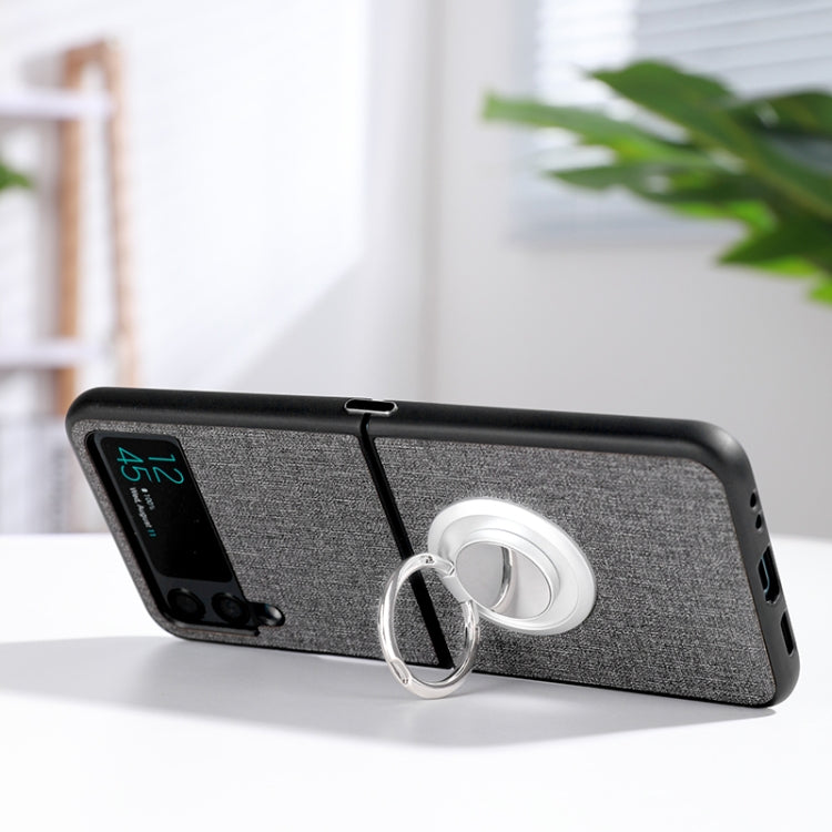 For Samsung Galaxy Z Flip4 Cloth Texture TPU Phone Case with Ring Holder