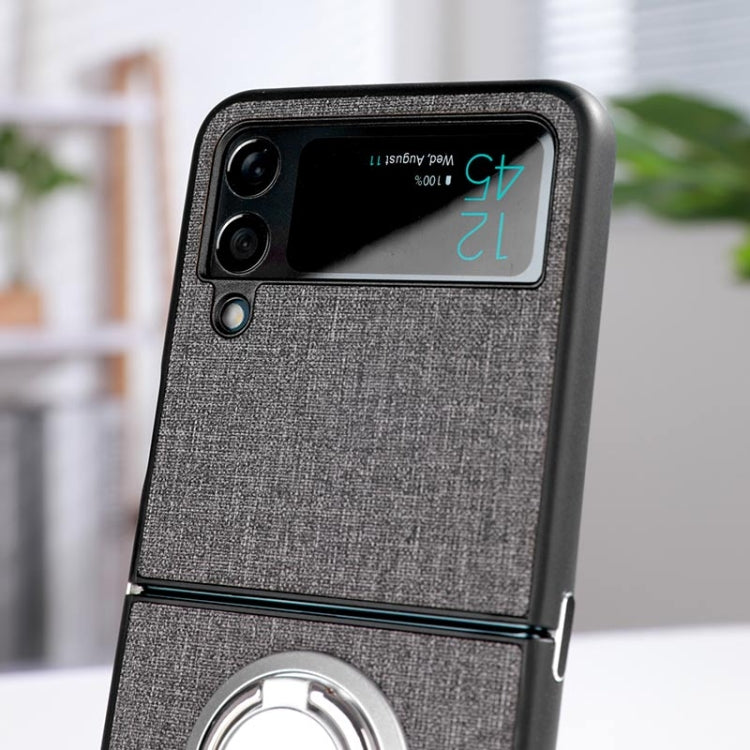 For Samsung Galaxy Z Flip4 Cloth Texture TPU Phone Case with Ring Holder