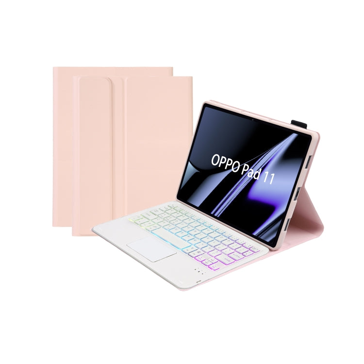 OP11-AS Lambskin Texture Ultra-thin Bluetooth Keyboard Leather Case with Touchpad & Backlight For OPPO Pad 11 inch