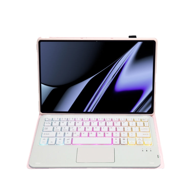 OP11-AS Lambskin Texture Ultra-thin Bluetooth Keyboard Leather Case with Touchpad & Backlight For OPPO Pad 11 inch