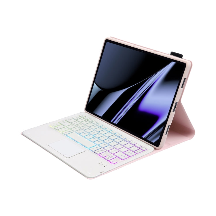 OP11-AS Lambskin Texture Ultra-thin Bluetooth Keyboard Leather Case with Touchpad & Backlight For OPPO Pad 11 inch