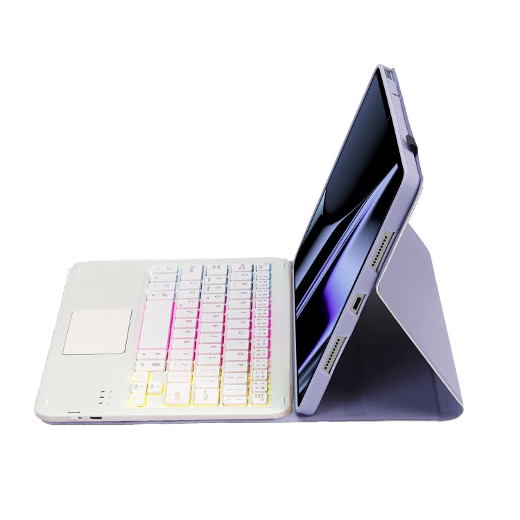OP11-AS Lambskin Texture Ultra-thin Bluetooth Keyboard Leather Case with Touchpad & Backlight For OPPO Pad 11 inch