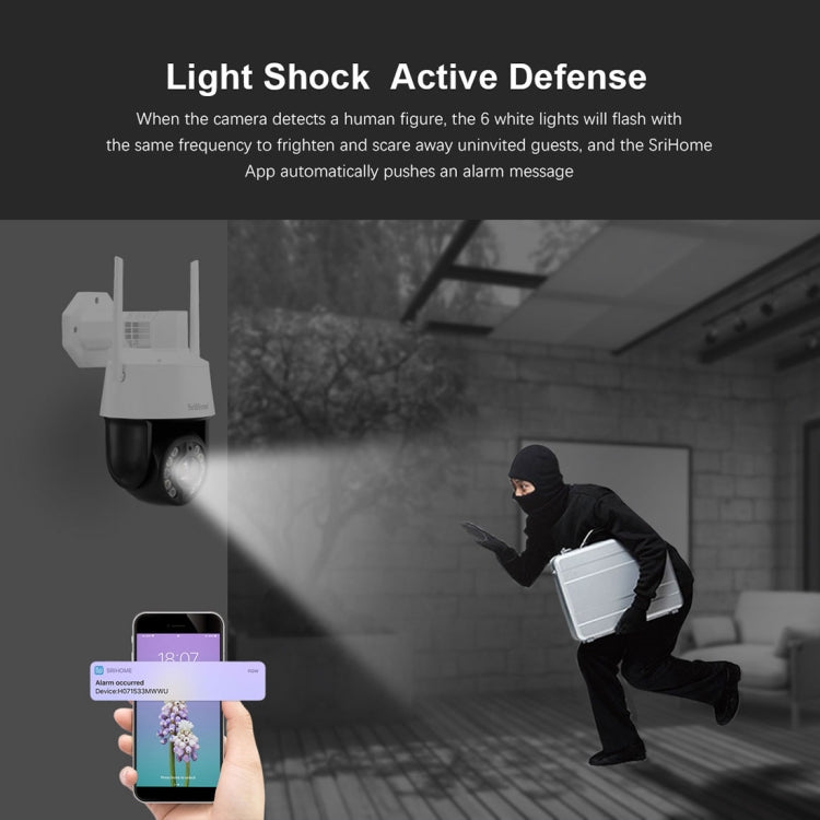 SriHome SH041 5.0MP 20X Optical Zoom 2.4G/5G WiFi IP66 Waterproof AI Auto Tracking H.265 Video Surveillance, Plug Type:US Plug(White)